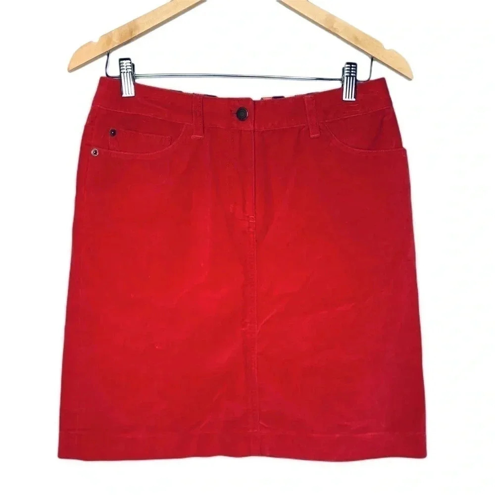Boden Red Velour Skirt Size 10